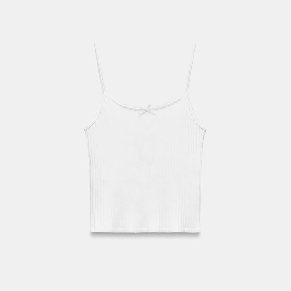 Zara Seamless Rib Bow Crop Top